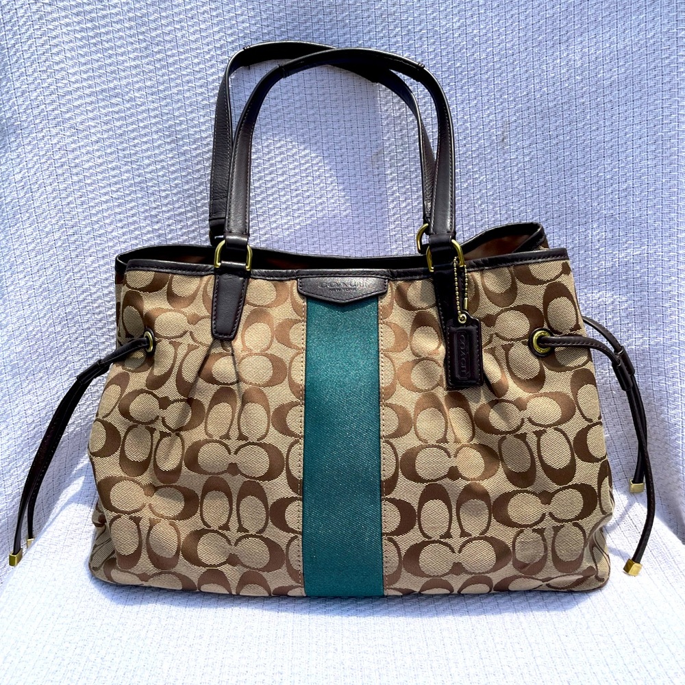 Coach carryall drawstring canvas tote bag